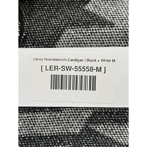 BALTIC BORN Leroy Houndstooth Knit Cardigan Medium Black White NEW Sweater Fall - Picture 6 of 9